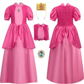 Princess Peach Pink Dress Princess Peach Showtime Halloween Cosplay Costume