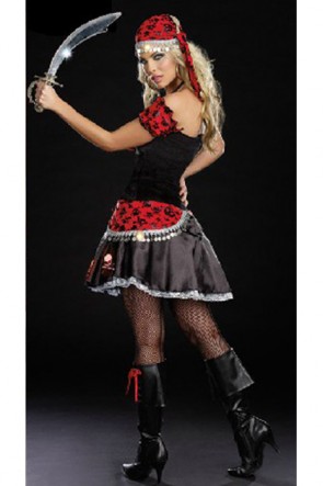 Masquerade Woman Pirate Of The Caribbean Red And Black Dress Charming MC00105