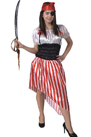 Red Kerchief Female Adult Pirate Of The Caribbean Halloween Costume  MC00116