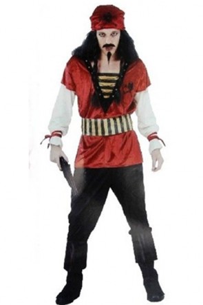 Masquerade Captain Jack Sparrow Pirate Of The Caribbean Red Cosplay Costume MC00118