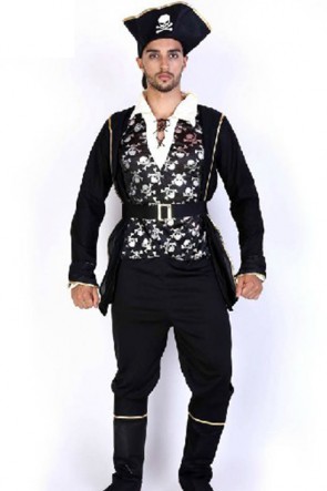Hot Sale Black Suit Pirate Of The Caribbean Halloween Cosplay Costume  MC0091