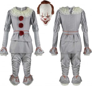 Pennywise Clown Light Grey Dress It Chapter 2 Halloween Cosplay Costume
