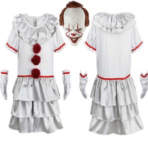 Pennywise Clown White Dress It Chapter 2 Halloween Cosplay Costume