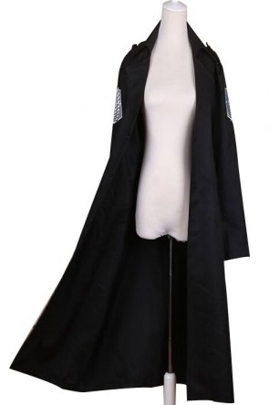 Attack On Titan Eren Jaeger Black Long Section Cloak Cosplay Costume AC00117