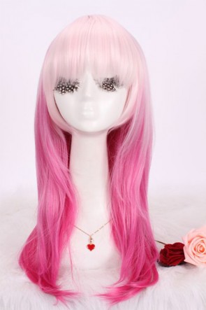 45cm medium pink+white NORIYUZURIHA Guilty Crown women hair cosplay wig AC001014