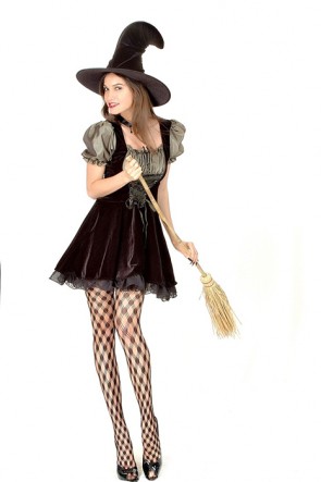 Sexy Lace Witch Dress Halloween Costumes FHC00279