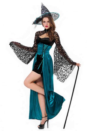 Skintight Long Witch Halloween Cosplay Costume FHC00282