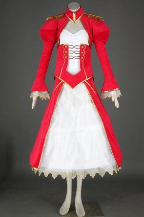 Fate Stay Night Dress Cosplay Costume Saber Red AC00655