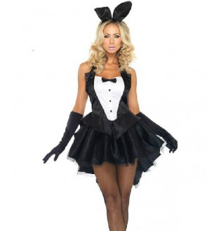 Black Bunny Girl Christmas Costume Party Dress With Cute Headwear FCC00108