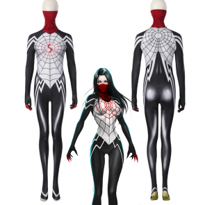 Cindy Moon Silk Cosplay Costume White Girls Spider-Man Jumpsuits For Halloween