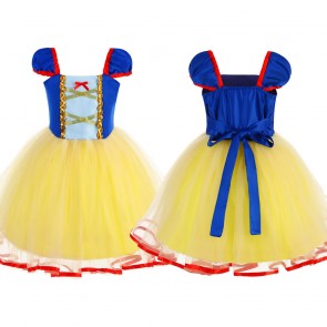 Snow White Queen Girls Yellow Dress Cosplay Costume