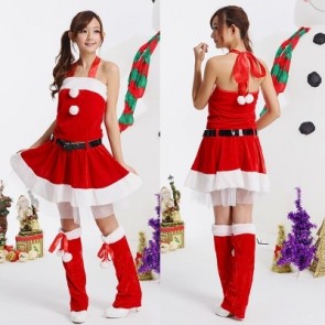 Red sexy Costumes Christmas gift jumper skirt girls women uniform FCC0048