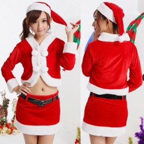 Hot selling Christmas clothes red dress students costume split stage clothes FCC0049
