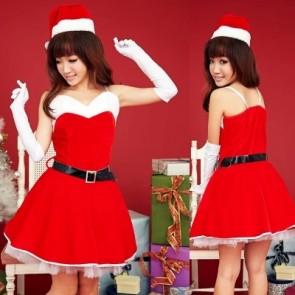 Christmas costumes women party dress with white gloves FCC0043