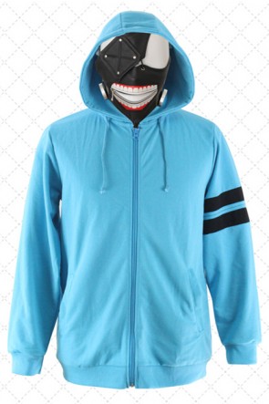 Tokyo Ghoul Kaneki Ken Blue Coat Cosplay Costume AC00332