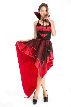 Sexy hot popular Womens Vampire Halloween costume Red dress with black gauze FHC00100