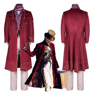 Movie Wonka 2023 Willy Wonka Red Halloween Cosplay Costume