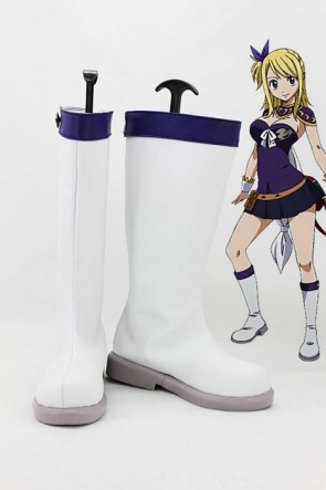 Fairy Tail Anime Lucy Heartfilia Cosplay Shoes White Boots AC0063