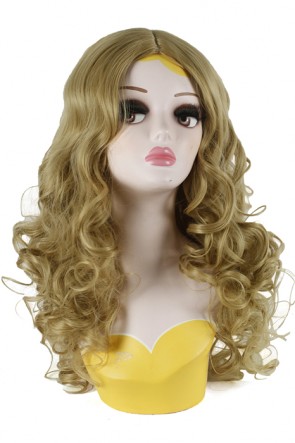 New 60CM Long Flaxen Curly Princess Cosplay Wig Cinderella CW00471